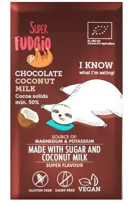 Ciocolata cu lapte de cocos bio, 80g, SuperFudgio