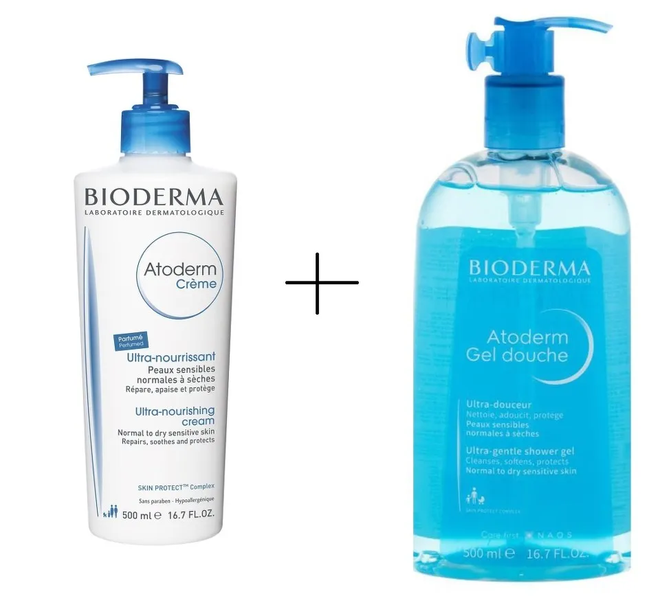BIODERMA ATODERM CREMA PARFUMATA 500 ML+ATODERM GEL DE DUS 500 ML PROMO
