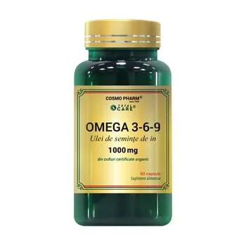 Omega 3-6-9 Ulei seminte de in 1000mg, 60 capsule, Cosmopharm