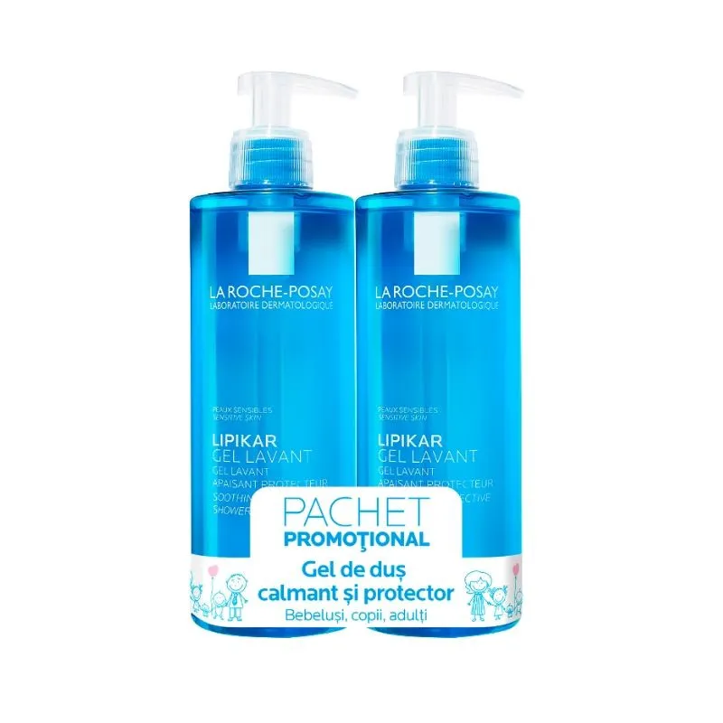 LA ROCHE POSAY Pachet Lipikar Gel de dus calmant si protector, 400 ml  400 ml