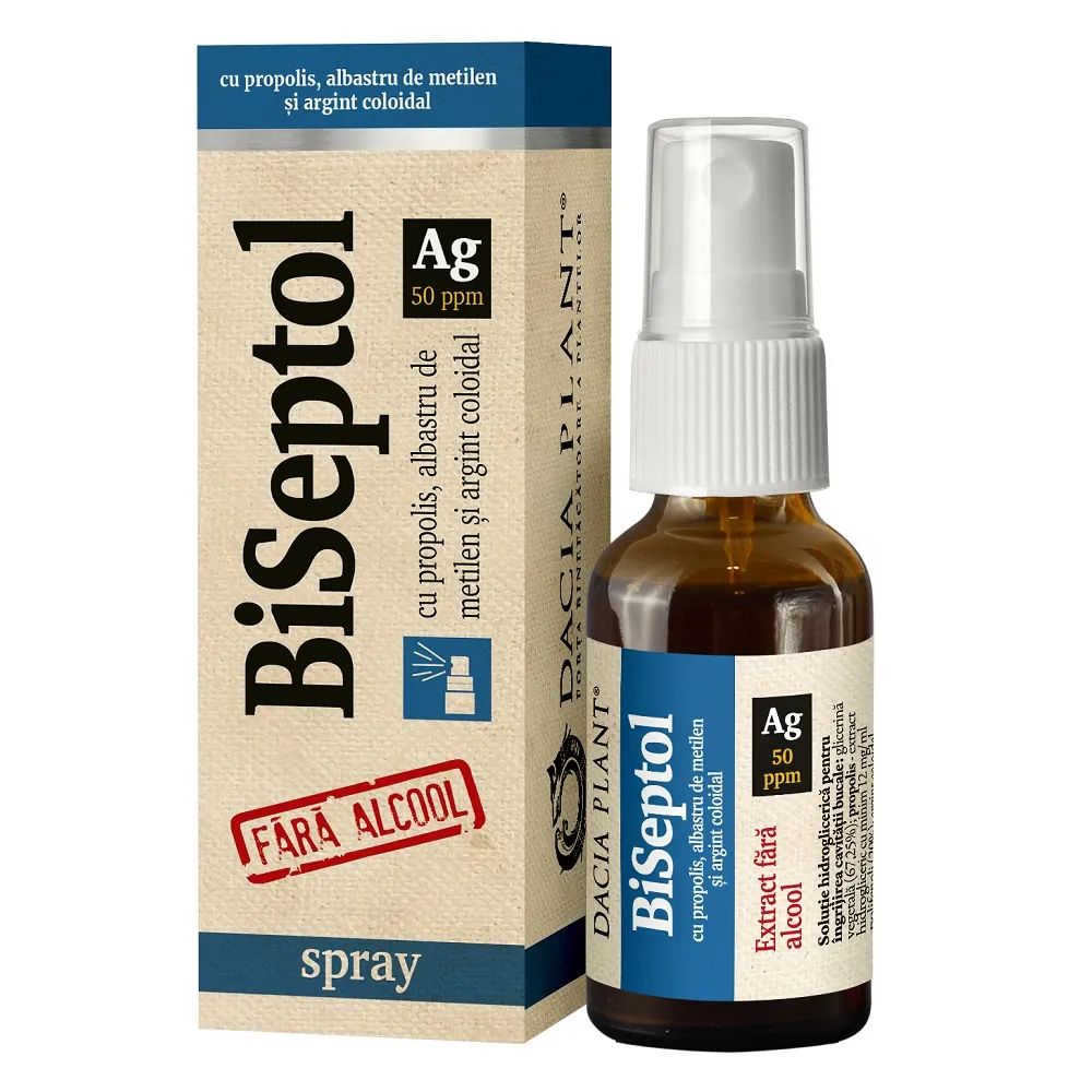 BiSeptol cu Argint Coloidal-spray x 20ml-Dacia Plant RO