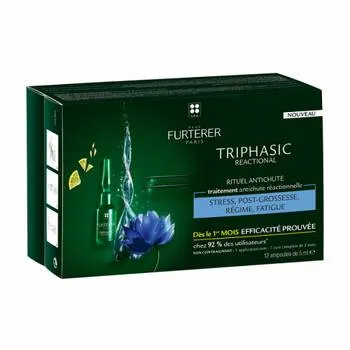 Tratament impotriva caderii parului Triphasic Reactional, 12 fiole x 5ml, Rene Furterer