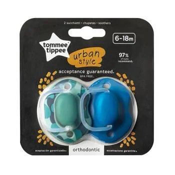 Set suzete ortodontice Urban 6-18 luni, 2 bucati, Tommee Tippee