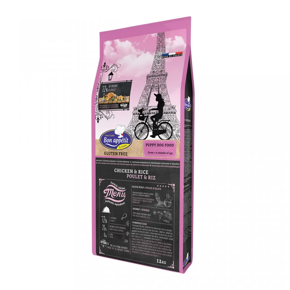 Bon Appetit Puppy - Pui si Orez - 2kg - Hrana completa super-premium, hipoalergenica, fara gluten