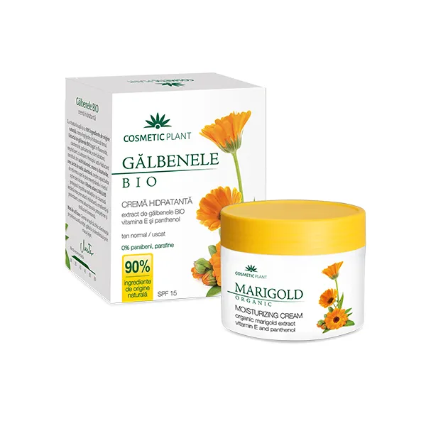 Crema hidratanta galbenele BIO cu vitamina E si pantenol SPF15, 50 ml, Cosmetic Plant