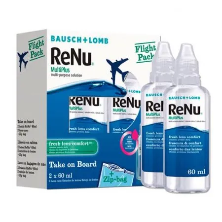 Solutie multifunctionala pentru intretinerea lentilelor de contact Renu MultiPlus, 60 ml + 60 ml, Bausch Lomb