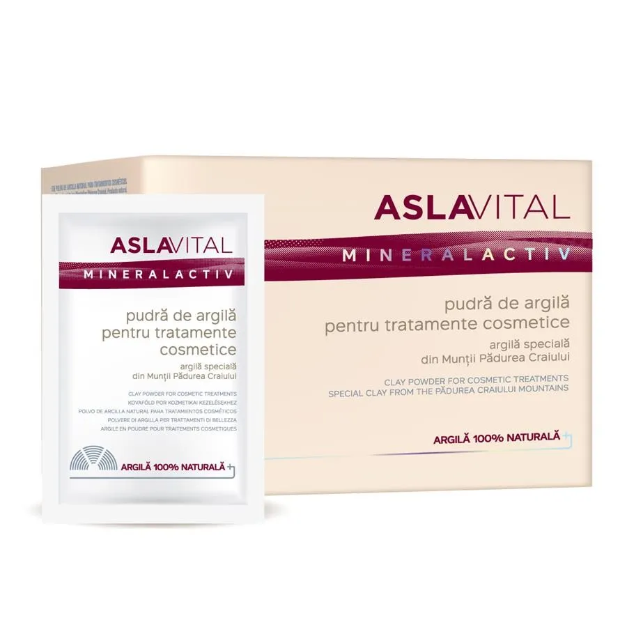 ASLAVITAL MINERALACTIV PUDRA DE ARGILA PENTRU TRATAMENTE COSMETICE 10PLICURI X 20G