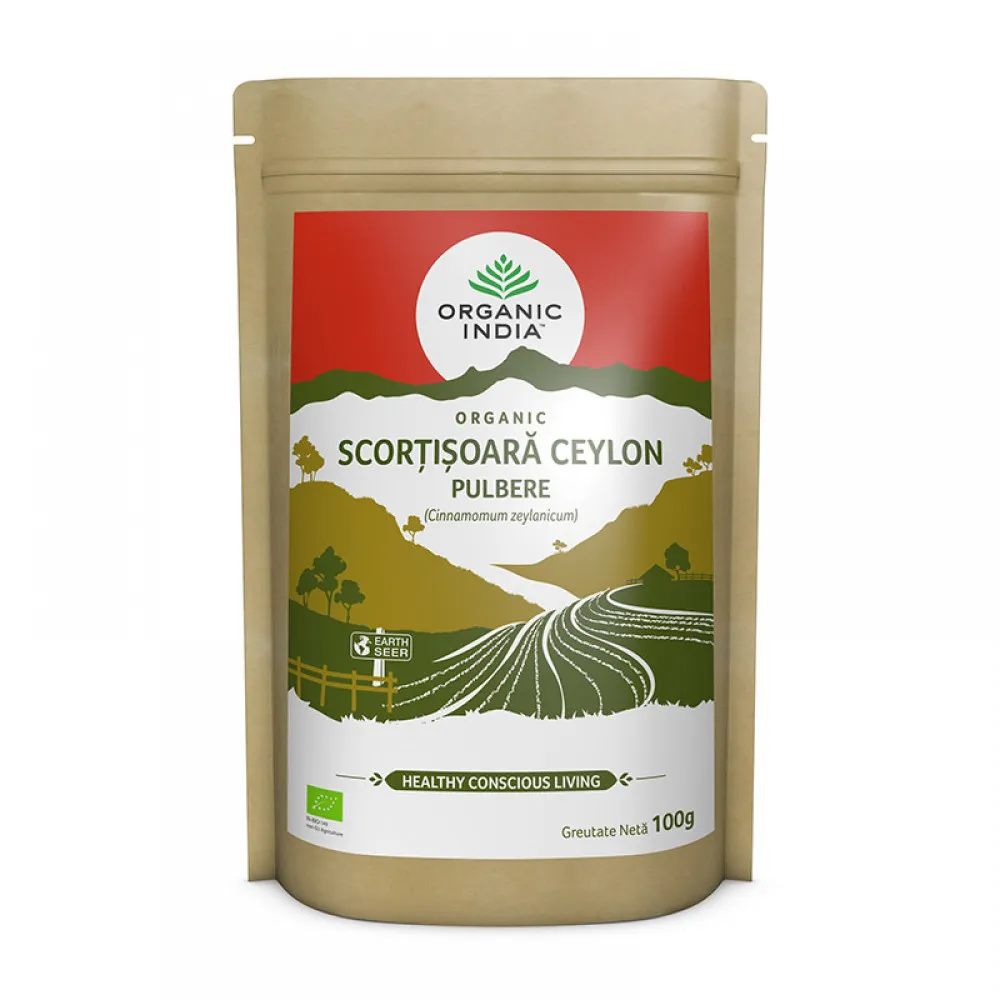 Scortisoara Ceylon pulbere 100% certificata organic fara gluten (100 grame), Organic India