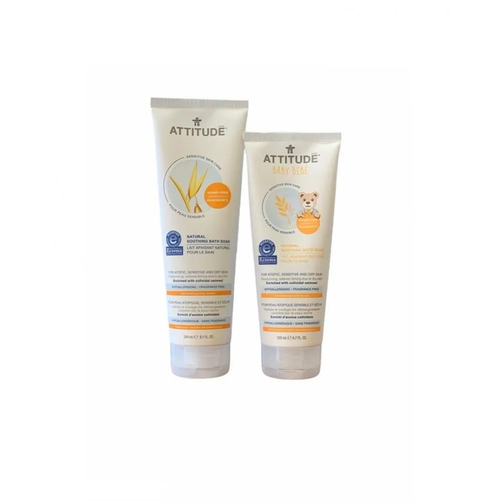 Pachet Promo Sensitive Skin Lapte de baie calmant + CADOU Sensitive Skin Baby Lapte de baie calmant, Attitude