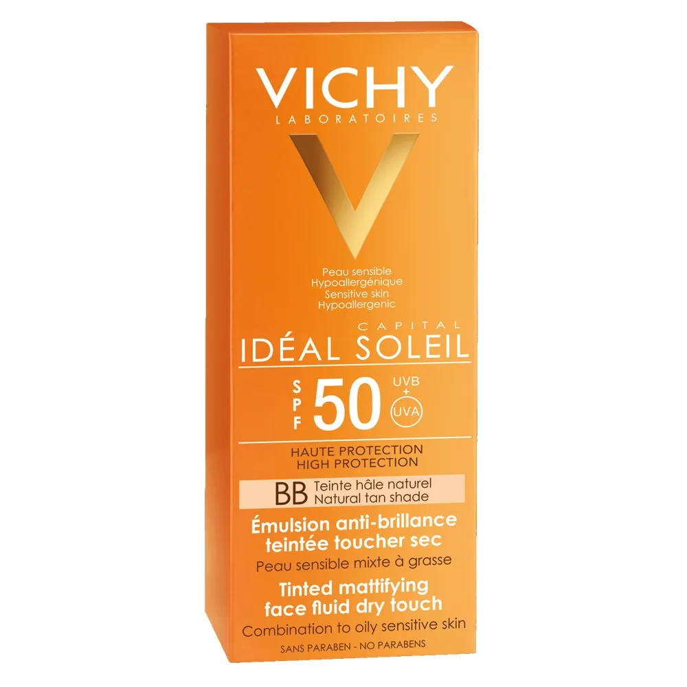 Emulsie matifianta colorata BB Nuanta bronz natural protectie foarte ridicata SPF 50 Ideal Soleil, 50 ml, Vichy