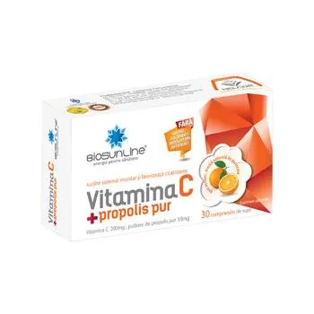 Vitamina C cu propolis, 30 comprimate de supt, BioSunLine