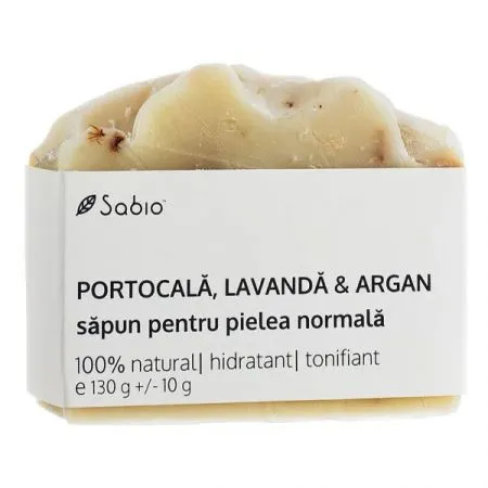 Sapun piele normala cu portocala, lavanda si argan, 130 g, Sabio