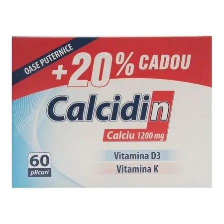 Calcidin Ca 1,2 g + vitamina D3 + vitamina K x 60 plicuri (Zdrovit)