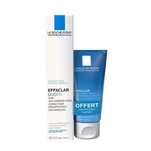 LA ROCHE POSAY Pack Crema corectoare anti-imperfectiuni Effaclar Duo(+), 40ml + Gel spumant purifiant Effaclar 50ml (cadou)