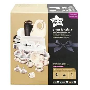 Set Sterilizator pentru microunde si pompa de san manuala, Tommee Tippee
