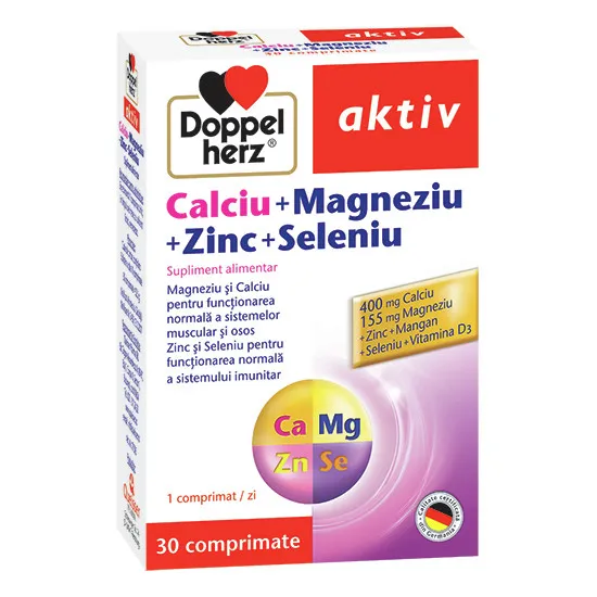 DOPPELHERZ AKTIV CALCIU+MAGNEZIU+ZINC+SELENIU 30 COMPRIMATE