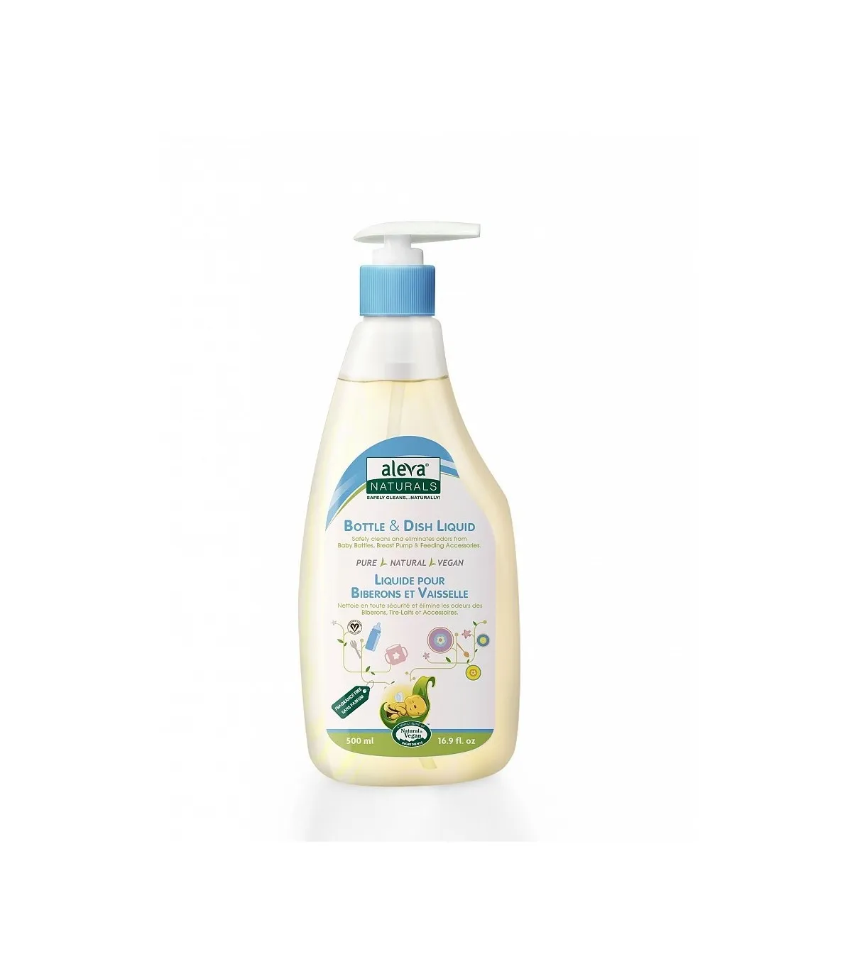 Detergent pentru biberoane si vesela fara parfum, 500 ml, Aleva Naturals