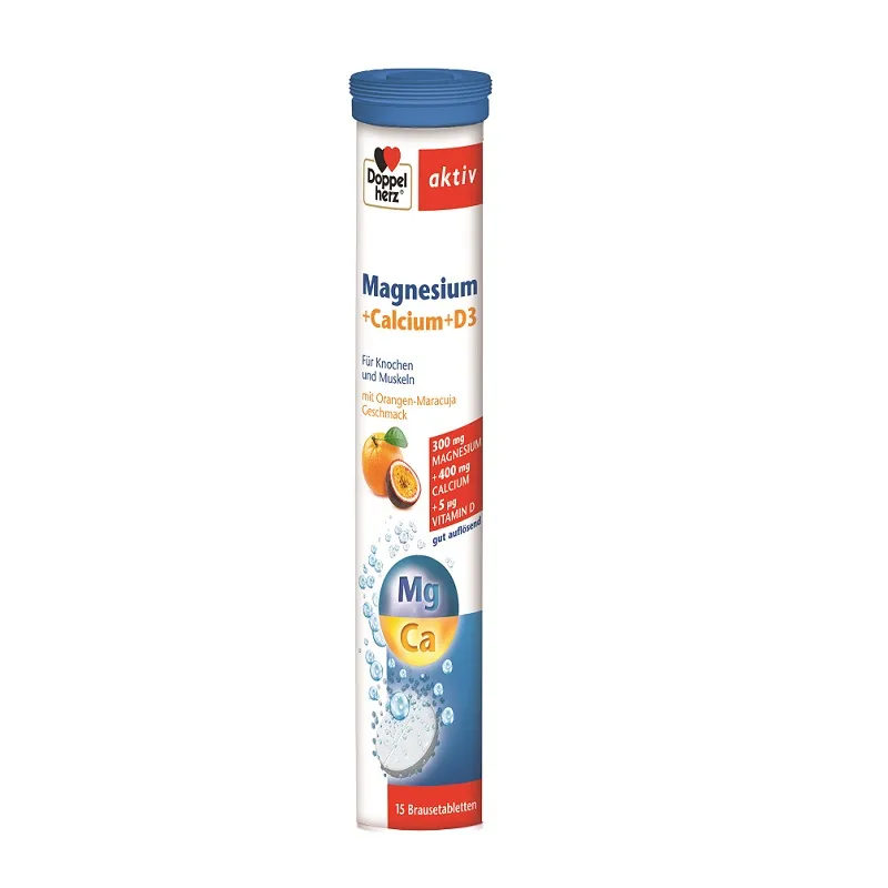 Doppelherz aktiv Magneziu + Calciu + Vitamina D3 x 15 comprimate efervescente