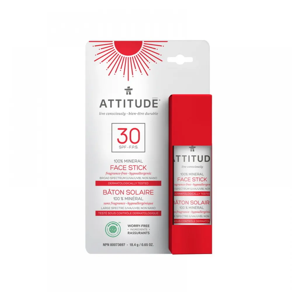 Stick pentru protectia fetei, SPF 30, fara miros (18,4 grame), Attitude