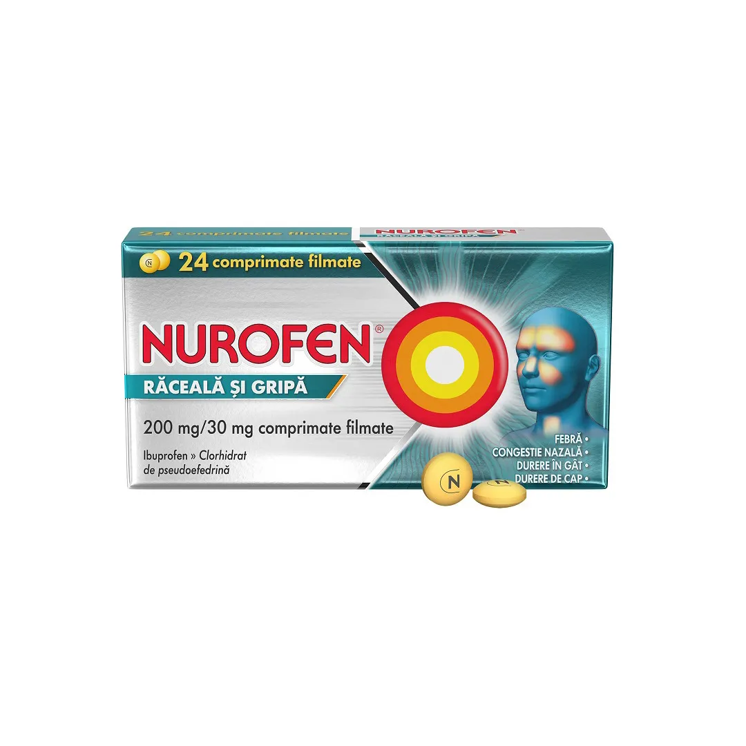 Nurofen Raceala si Gripa, 200mg/30mg, 24 comprimate filmate, Reckitt Benckiser