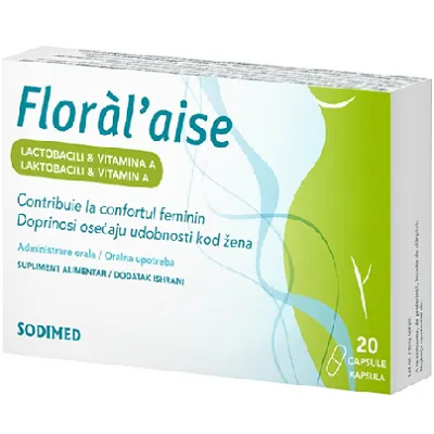 Floral Aise Lactobacili si Vitamina A, 20 capsule, Sodimed