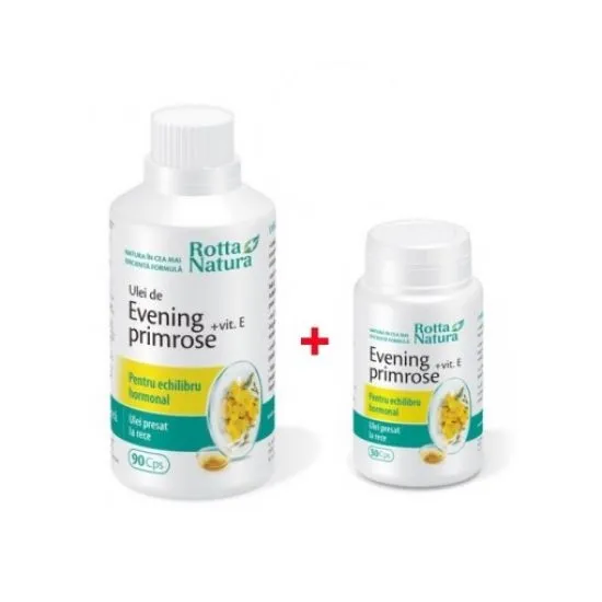 Pachet Evening Primrose + Vitamina E, 90 capsule + 30 capsule, Rotta Natura