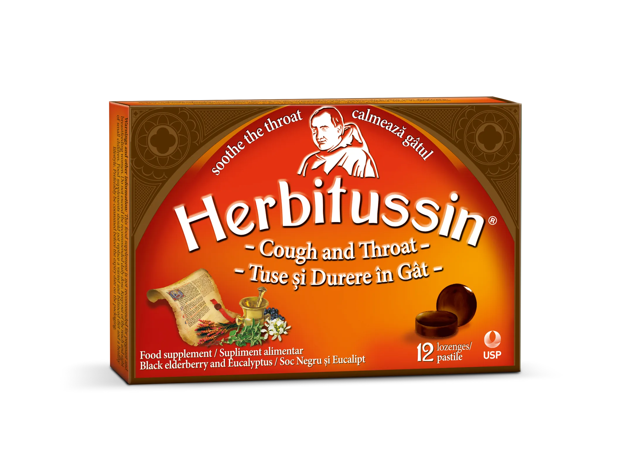 Herbitussin TUSE si durere in gat x 12 pastile (USP)