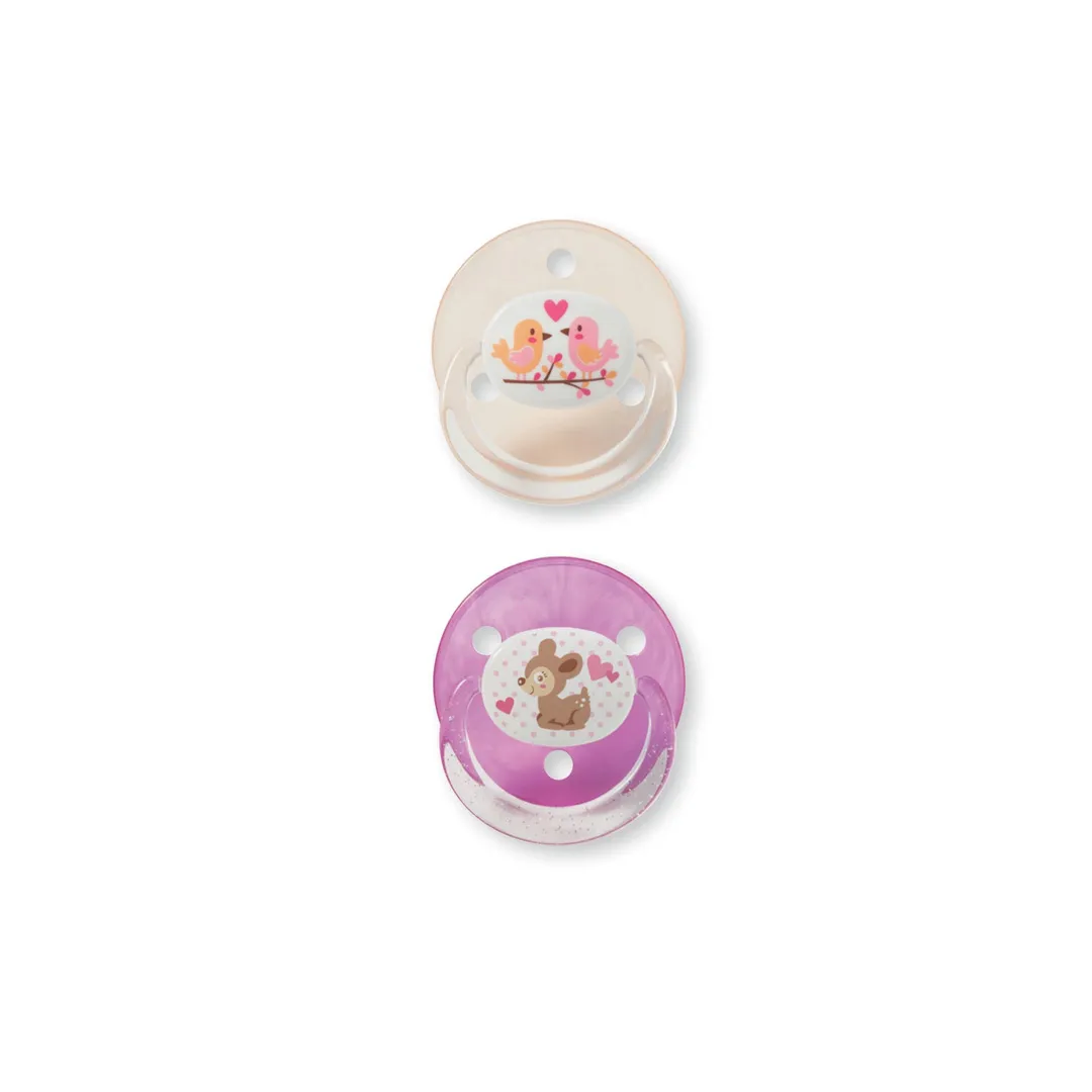Set Suzeta rotunda din latex cu inel transparent, 0-18 luni, 2 bucati, 26110, Baby Nova