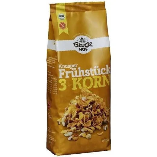 Mic dejun crocant cu 3 cereale, fara gluten, BIO 225g, Bauck Hof