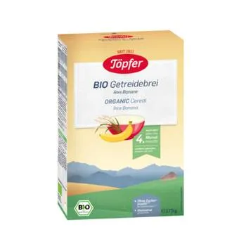 Cereale Bio cu orez si banane, de la 4 luni, 175g, Topfer