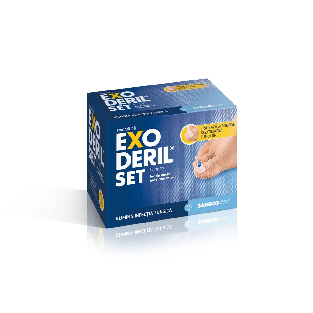 Exoderil Set 50 mg/ml lac de unghii medicamentos Amorolfină, 2.5 ml, Sandoz