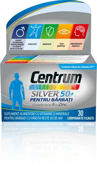 Centrum Silver 50+ de la A la Zinc pentru barbati 30 comprimate