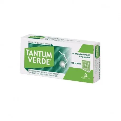 Tantum verde cu aroma de menta 3 mg, 20 pastile