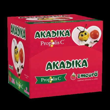 Acadele cu propolis si vitamina C cu aroma de zmeura Akadika, 50 bucati, Fiterman Pharma