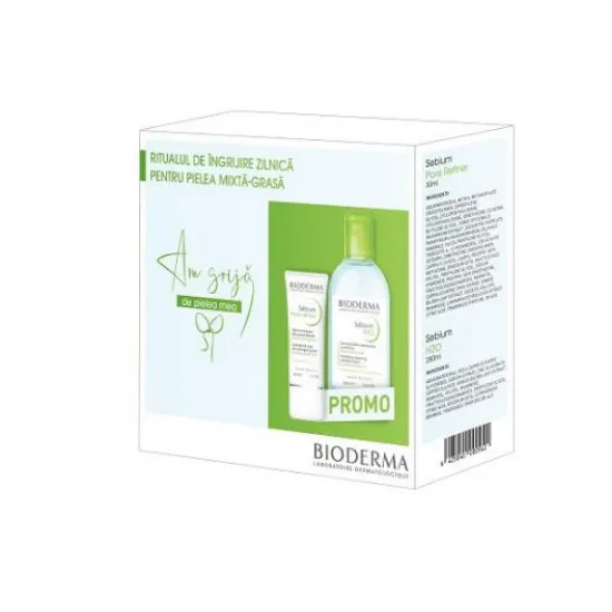 BIODERMA Sebium Pore Refiner, 30 ml + Sebium H2O, 250 ml