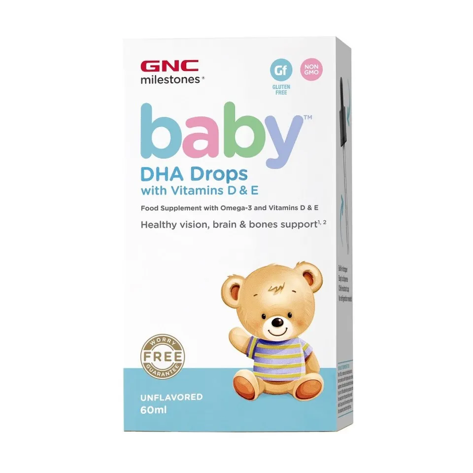 GNC BABY DHA CU VITAMINE D+E PICATURI 60ML
