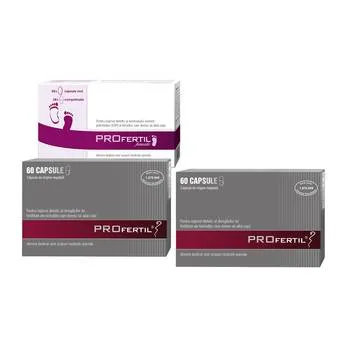 Pachet Profertil Femei 56 capsule + Profertil Barbati 60 capsule + Profertil barbati 60 capsule Gratuit, Lenus Pharma