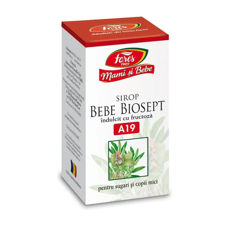 Bebe Biosept A19 sirop indulcit cu fructoza, 100 ml, Fares