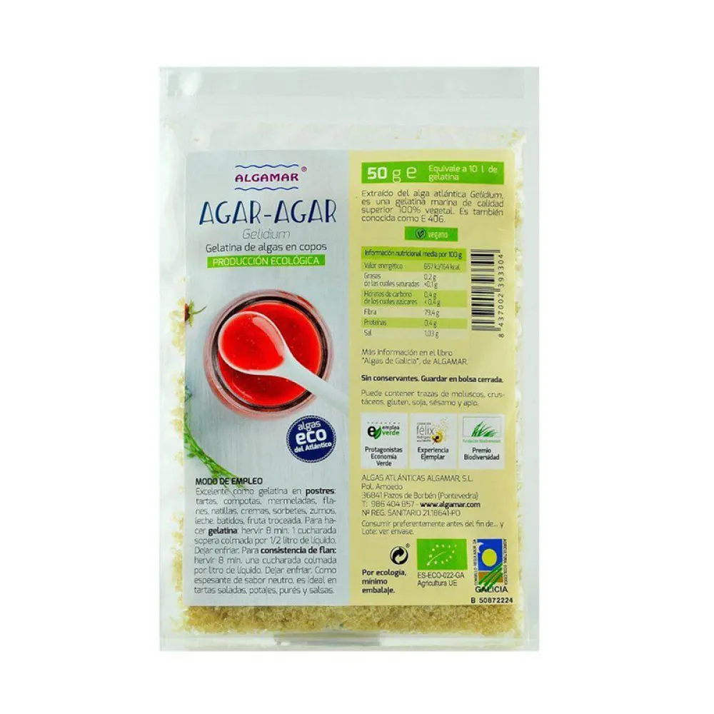 Agar agar fulgi bio (50g), Algamar