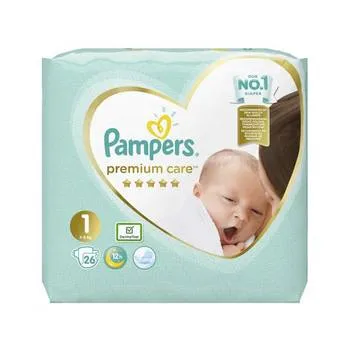 Scutece pentru copii Premium Care 2-5kg Marimea 1, 26 bucati, Pampers