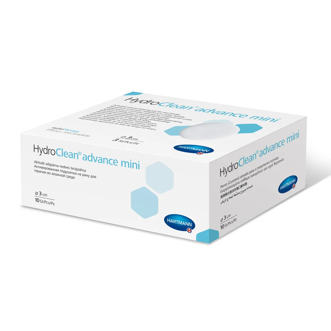 Pansament activat cu solutie Ringer, HydroClean Advance mini rotund, diam. 3 cm, 1 cutie/10 bucati, Hartmann