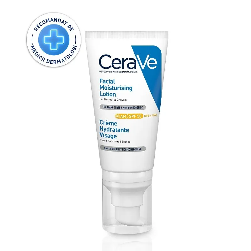 CERAVE CREMA HIDRATANTA DE FATA TEN NORMAL SI USCAT SPF50 X 52ML