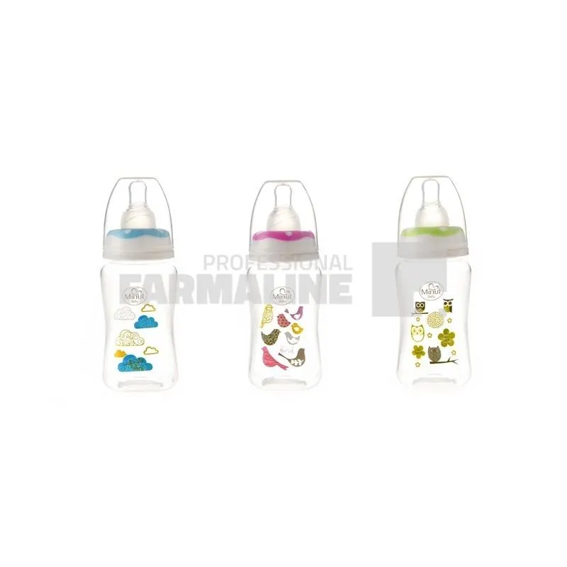 Minut Baby Biberon plastic tetina silicon 0+ luni (MIN2019001) 125 ml