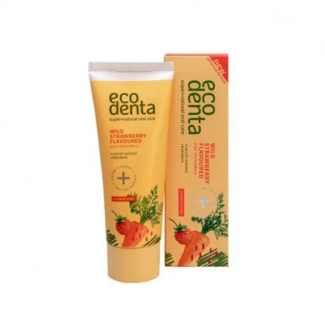 Ecodenta Pasta de dinti copii cu capsuni si morcov, 75ml