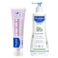Hydra Bebe lotiune hidratanta de corp, 500 ml + Vitamin Barrier crema zona scutecului, 50 ml, Mustela