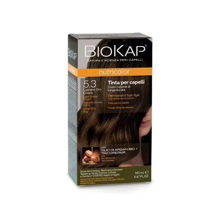 Vopsea permanenta pentru par Nutricolor, Nuanta Light Golden Brown 5.3, 140 ml, Biokap