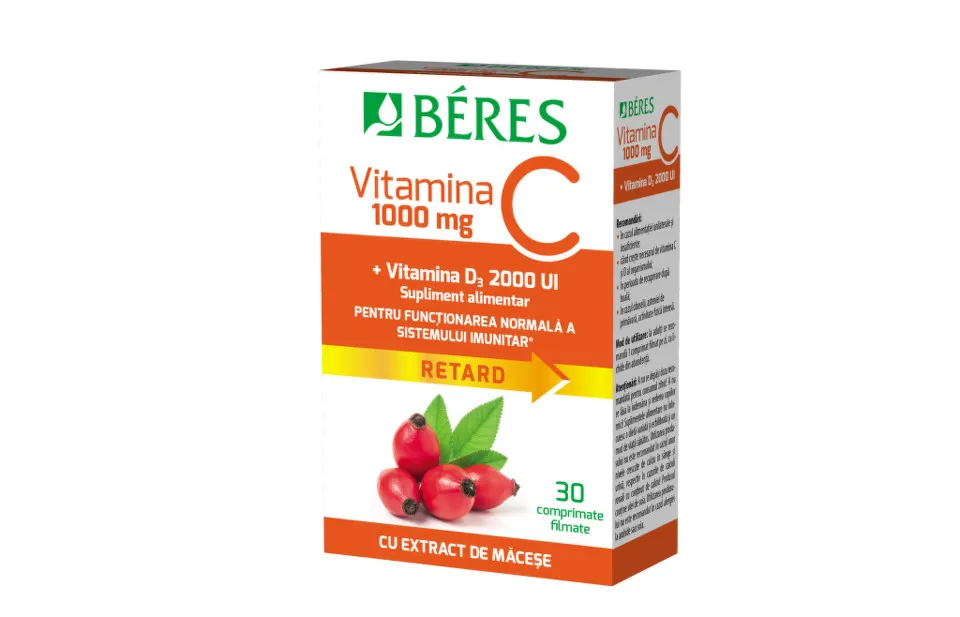 BERES VITAMINA C 1000MG + VITAMINA D3 2000UI X 30 COMPRIMATE FILMATE