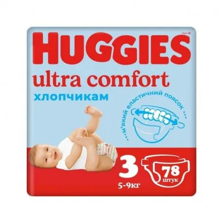 Huggies Ultra Comfort Mega Baieti, Nr. 3, 5-9 kg, 78 bucati