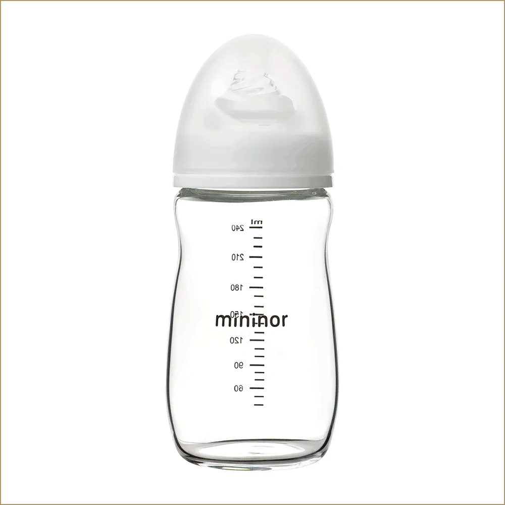 Biberon din sticla borosilicata, 240 ml, Mininor