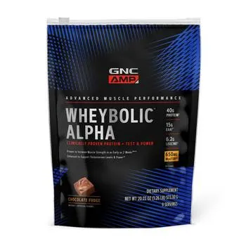 Proteina din zer cu aroma de ciocolata AMP Wheybolic Alpha, 573.30g, GNC